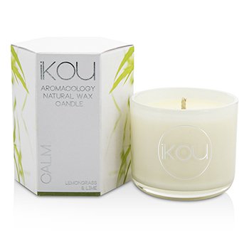 iKOU Eco-Luxury Aromacology Natural Wax Candle Glass - Calm (Lemongrass & Lime)