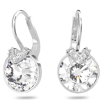 Bella V drop earrings  5416155 - Round cut, White, Rhodium plated